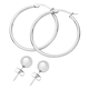 Ever True - 18K White Gold IP Plated Stainless Steel-15 Piece Jewellery Set - 6  Necklace, 6 Bracelet (Size 7 with 1.5 Inch Extender), 2 Pairs Earrings and 1 Magnetic Clasp with Extender.