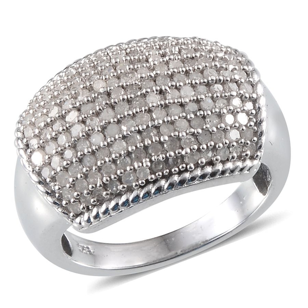 Diamond (Rnd) Cluster Ring in Platinum Overlay Sterling Silver 1.000 Ct.