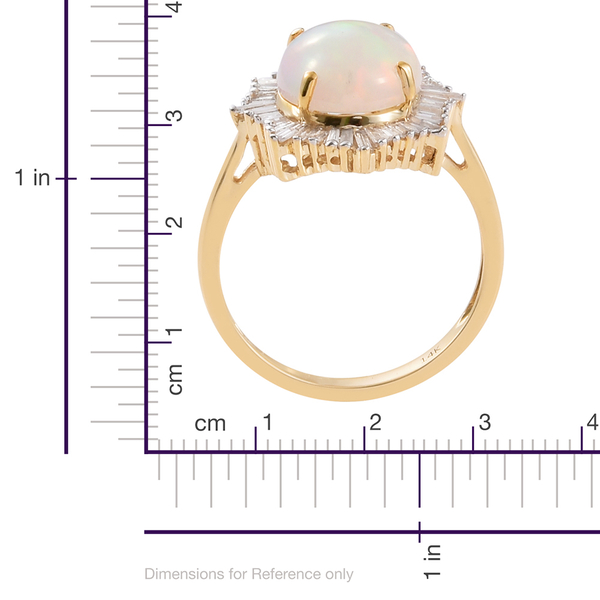 14K Y Gold AAA Ethiopian Welo Opal (Ovl 3.25 Ct), Diamond (I3-G-H) Ring 4.000 Ct.