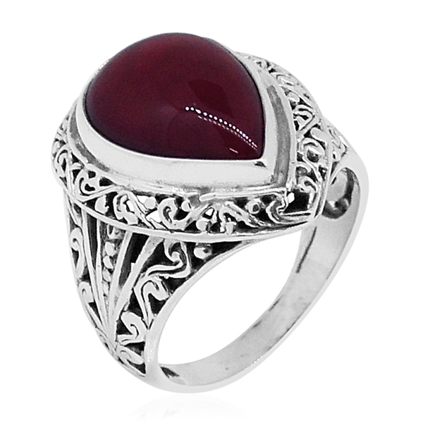 Royal Bali Collection Sponge Coral (Pear) Ring in Sterling Silver 12.000 Ct. Silver wt. 7.00 Gms.