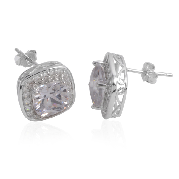 Close Out Deal AAA Simulated Diamond (Cush) Stud Earrings (with Push Back) in Sterling Silver
