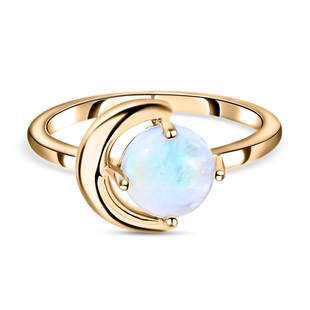 Rainbow Moonstone Ring in 14K Gold Overlay Sterling Silver 1.60 Ct.