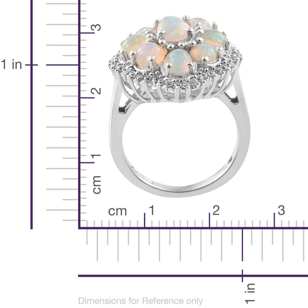 Ethiopian Welo Opal (Ovl), Natural Cambodian Zircon Ring in Platinum Overlay Sterling Silver 2.500 Ct.