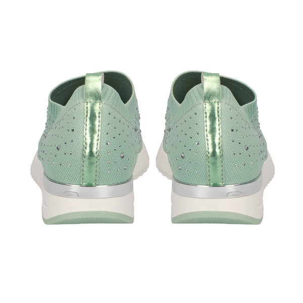 Caprice Leather Knit Embellished Trainers - Mint