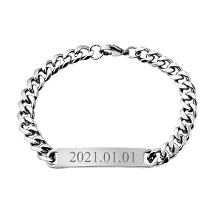 Personalised Engravable Curb Bracelet With Lobster Clasp in Stainless Steel
