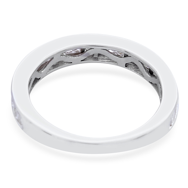 ILIANA 18K White Gold IGI Certified Diamond (Princess and Bgt) (SI/G-H) Half Eternity Band Ring 1.000 Ct.