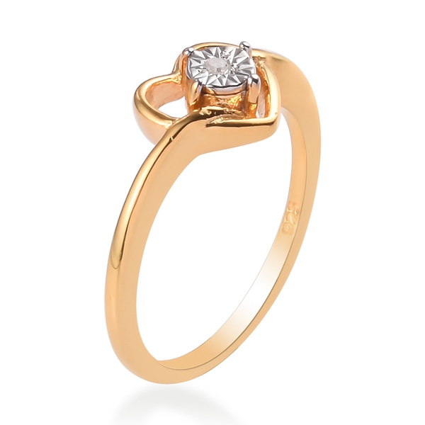 Diamond Heart Ring in 14K Gold Overlay Sterling Silver