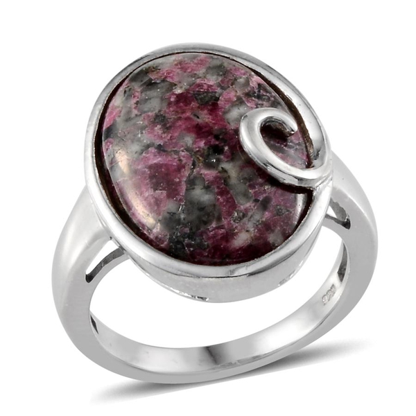 Natural  Eudialyte (Ovl) Solitaire Ring in Platinum Overlay Sterling Silver 7.000 Ct.