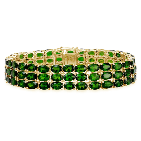 Chrome Diopside (Ovl) Bracelet in Yellow Gold Overlay Sterling Silver (Size 7) 43.750 Ct.