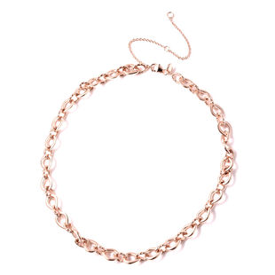 RACHEL GALLEY Rose Gold Overlay Sterling Silver Love Link Necklace (Size 16 with 4 inch Extender), S