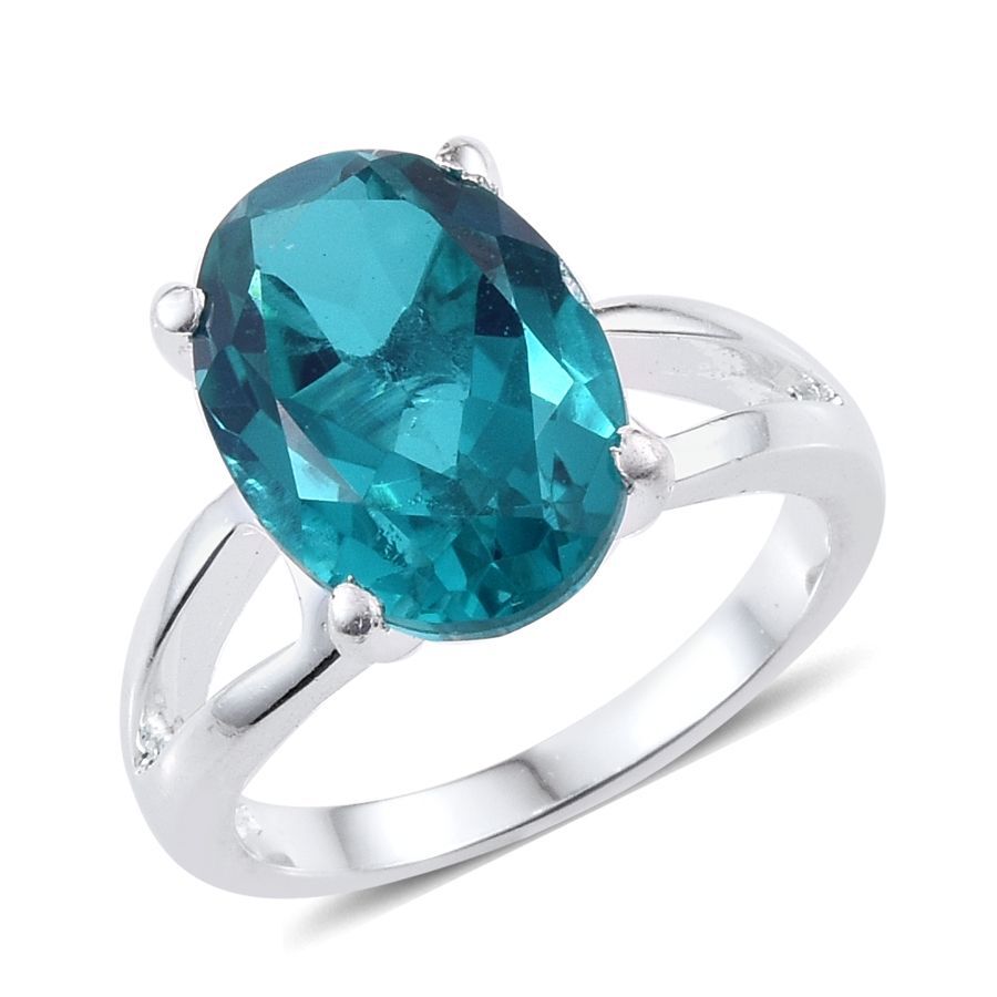 Capri Blue Quartz (Ovl) Solitaire Ring in Sterling Silver 6.250 Ct.