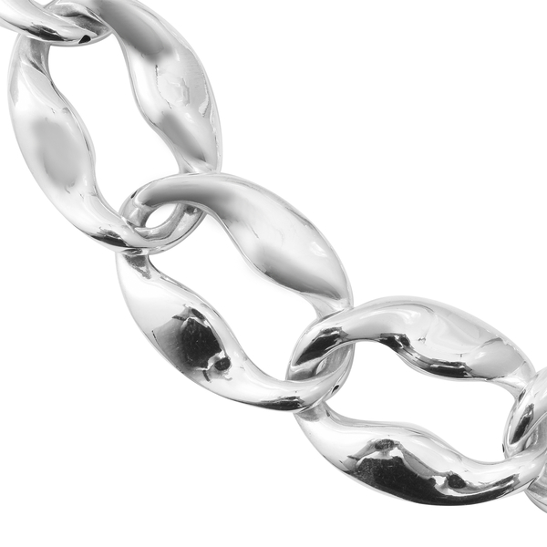 Rhodium Overlay Sterling Silver Fancy Curb Link Necklace (Size 20), Silver wt 56.34 Gms.