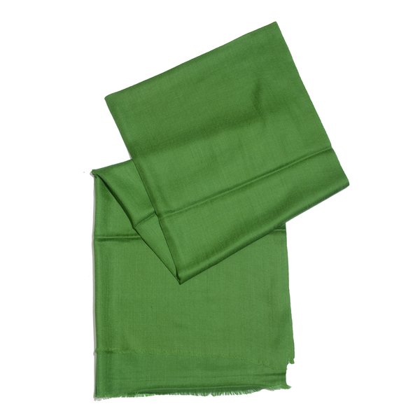 Limited Available - Super Soft- 100% Cashmere Wool Meadow Green Colour Shawl with Fringes (Size 200X70 Cm)