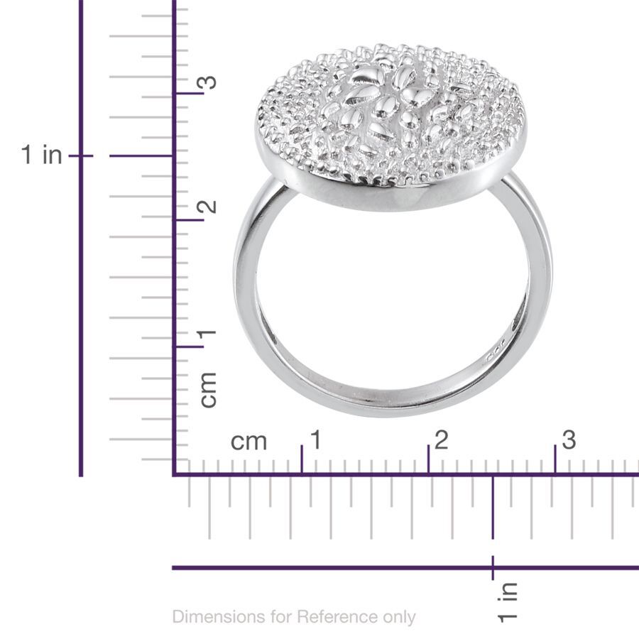 Platinum Overlay Sterling Silver Rocky Shores Ring, Silver wt 7.00 Gms.