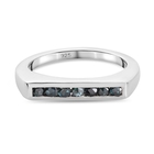 Blue Diamond Ring (Size L) in Platinum Overlay Sterling Silver 0.250 Ct.