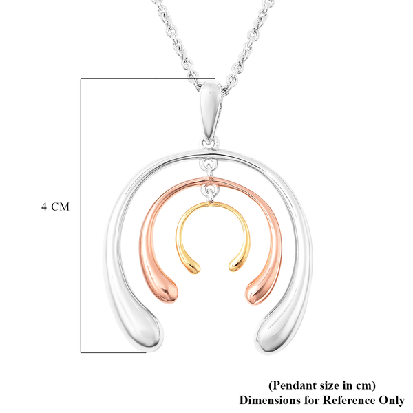 LucyQ Tri-Colour Drip Collection - Rhodium and Tricolour Overlay Sterling Silver Pendant With Chain (Size 30)