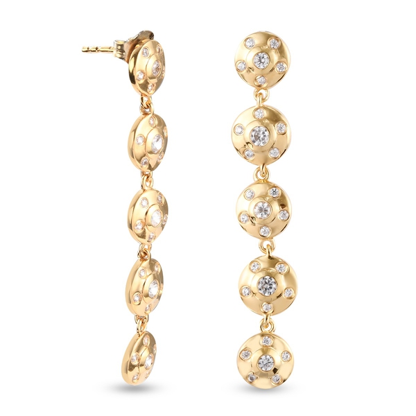 Sundays Child Natural Cambodian Zircon Dangling Earrings (with Push Back) in Yellow Gold Tone 1.57 Ct.