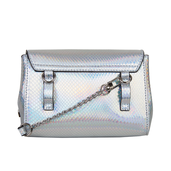 Bulaggi Collection - Fern Crossbody Bag with Twist Clasp Closure (Size 16x14x07 Cm) - Silver