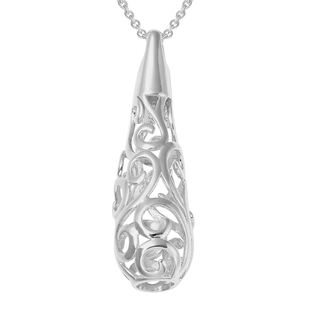 LucyQ Air Drip Collection - Platinum Overlay Sterling Silver Air Drip Pendant with Chain (Size 20/24