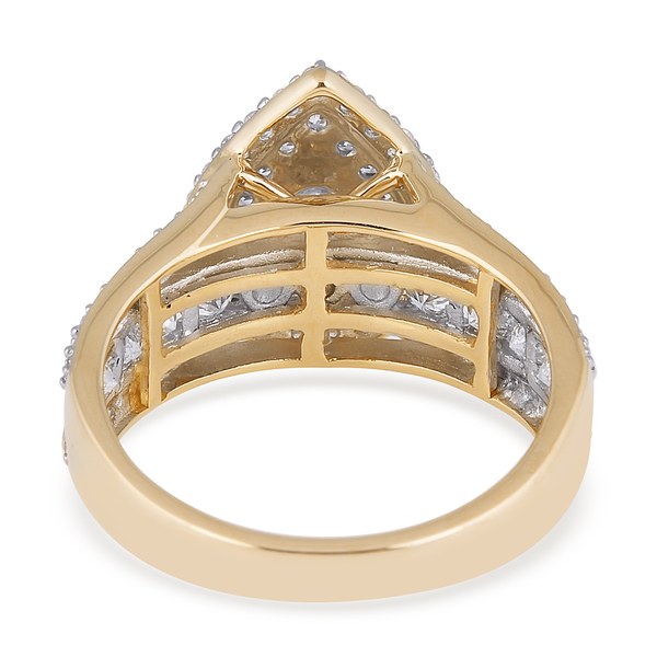 NY Close Out 14K Yellow Gold Diamond (I1-I2/G-H) Cluster Ring 1.50 Ct, Gold wt. 5.30 Gms
