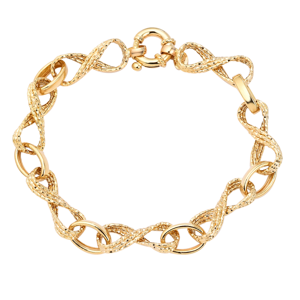 Maestro Collection - 9K Yellow Gold Infinity Link Bracelet (Size - 7.5) with Senorita Clasp, Gold Wt