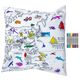 100% Cotton World Map Pattern Pillowcase with Colour Pens (Size 65 Cm)