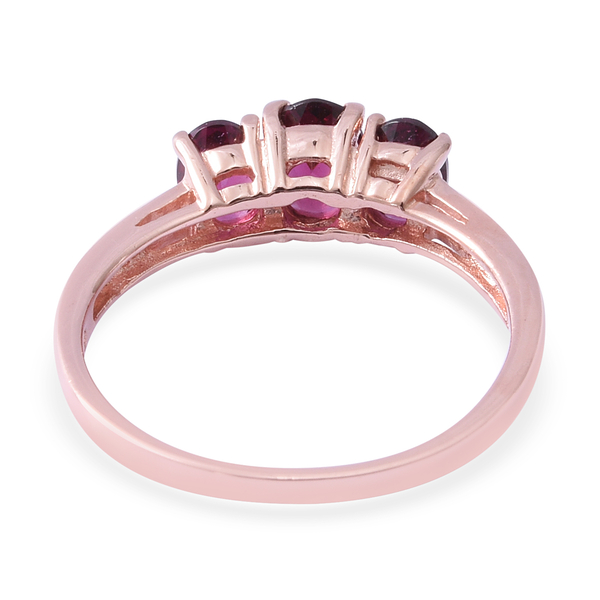 One Time Deal- Rose Garnet (Ovl), Diamond Ring in Rose Gold Overlay Sterling Silver