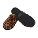 Leopard Pattern Faux Fur Slippers (Size 3- 4) - Dark Brown