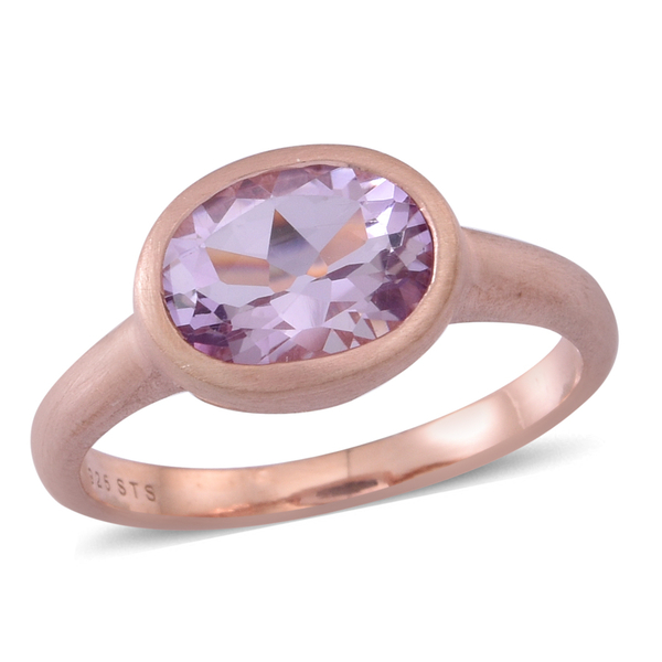 Rose De France Amethyst (Ovl) Solitaire Ring in Rose Gold Overlay Sterling Silver 2.500 Ct.