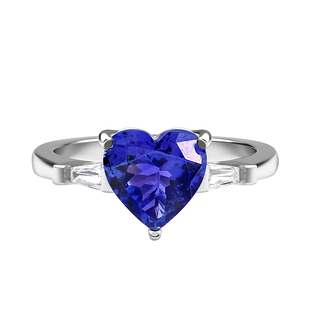RHAPSODY 950 Platinum AAAA Tanzanite and Diamond (VS/E-F) Heart Ring 2.10 Ct.