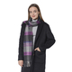 Plaid Pattern Wool Scarf with Fringes (Size 30x170+8cm) - Black and Purple