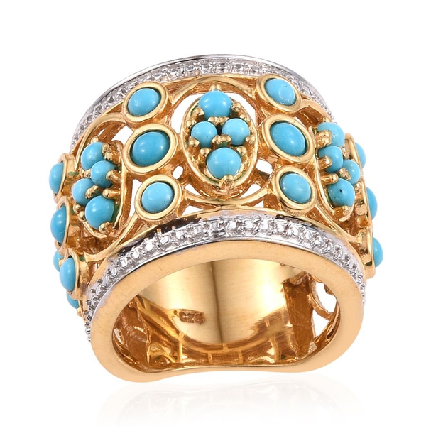 Arizona Sleeping Beauty Turquoise (Rnd) Ring in 14K Gold Overlay Sterling Silver 2.250 Ct.