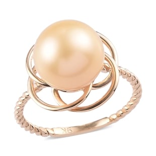(Size L) 9K Yellow Gold South Sea Golden Pearl Solitaire Ring