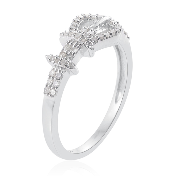 Diamond (Rnd) Buckle Ring in Platinum Overlay Sterling Silver 0.330 Ct.