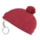Woollen Hat Beaded Coin Pouch with Keychain (Size 12x17 Cm) - Burgundy & White