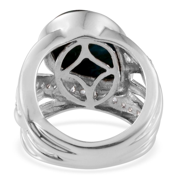 Table Mountain Shadowkite (Pear 9.25 Ct), White Topaz Ring in Platinum Overlay Sterling Silver 9.750 Ct. Silver wt. 7.85 Gms.