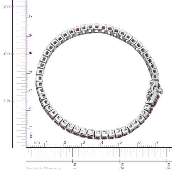 AAA Ruby (Rnd) Tennis Bracelet (Size 7.5) in Rhodium Plated Sterling Silver 8.000 Ct.
