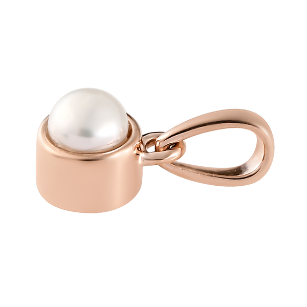 White Fresh Water Pearl Pendant in Vermeil Rose Gold Overlay Sterling Silver
