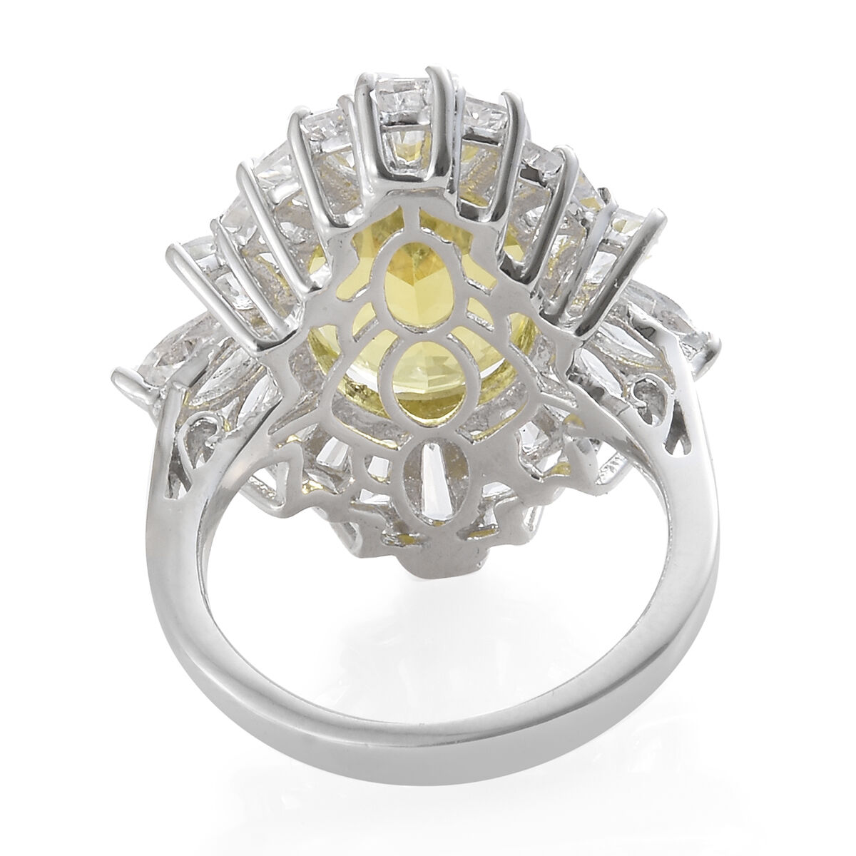 Natural Ouro Verde Quartz (Ovl 5.80 Ct), White Topaz Ring in Platinum Overlay Sterling Silver 9.000 Ct.