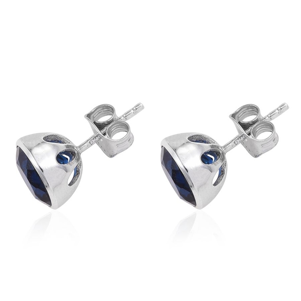 Ceylon Colour Quartz (Rnd) Stud Earrings (with Push Back) in Platinum Overlay Sterling Silver 4.500 Ct.