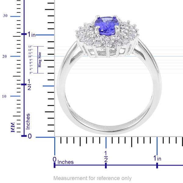 RHAPSODY 950 Platinum 1.50 Ct AAAA Tanzanite Halo Ring with two row Diamond VS/E-F
