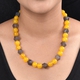 Yellow Agate and Onyx  Necklace (Size - 18 with 2 inch Extender) in Platinum Overlay Sterling Silver 436.92 Ct