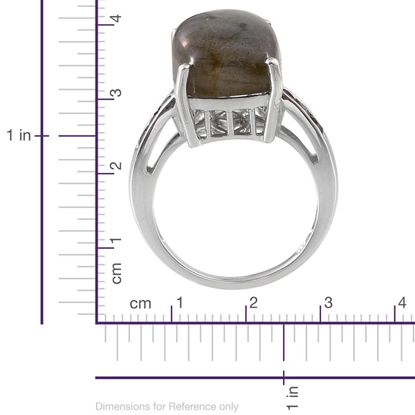 Labradorite (Cush 10.25 Ct), Iolite Ring in Platinum Overlay Sterling Silver 10.500 Ct.