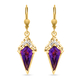Amethyst and Natural Cambodian Zircon Dangling Earrings (Lever Back) in 14K Gold Overlay Sterling Si