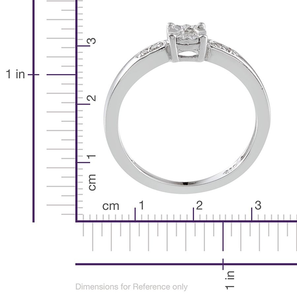 Diamond (Rnd) Ring in Platinum Overlay Sterling Silver 0.070 Ct.
