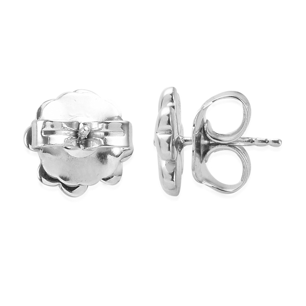 RACHEL GALLEY Love Burst Collection- Platinum Overlay Sterling Silver 4-Leaf Clover Stud Earrings (with Push Back)