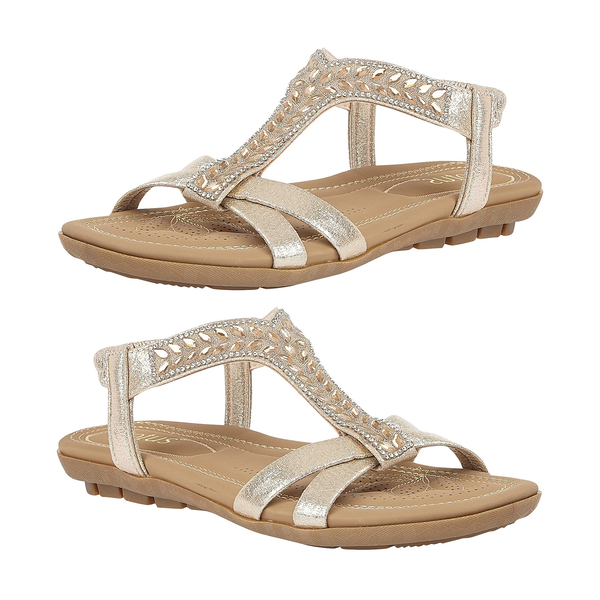 Lotus Freya Flat Open Toe Sandals (Size 3) - Gold