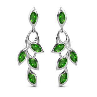 Chrome Diopside Dangling Earrings (With Push Back ) in Platinum Overlay Sterling Silver 1.75 Ct.