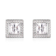 Lustro Stella Rhodium Overlay Sterling Silver Stud Earrings (with Push Back) Made with Finest CZ 2.8