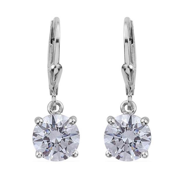 Lustro Stella - Platinum Overlay Sterling Silver (Rnd) Earrings Made with Finest CZ